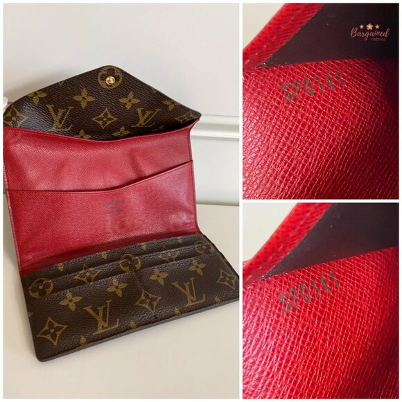 Authentic Louis Vuitton Monogram Coated Canvas Leather Red Josephine Long Wallet - Picture 11 of 14